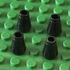 Lego Lot Black 59900 Cone 1 x 1 [Top Groove] (lot of 4)