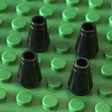 Lego Lot Black 59900 Cone 1 x 1 [Top Groove] (lot of 4)