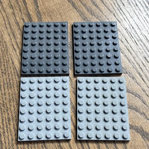 LEGO 6x8 Plate Pieces Dark & Light Gray Lot 4