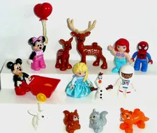 LOT 13 LEGO DUPLO FIGURES DEER ASTRONAUT SPIDERMAN MICKEY MINNIE ELSA ARIEL