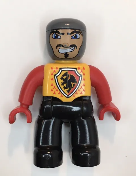 LEGO Duplo Dragon Knight Mini Figure Open Mouth Yellow Red Castle 2" Replacement