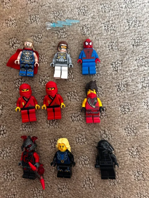Used lego bulk minifigures lot of 9 Ninjago, Marvel, Spiderman and Star wars