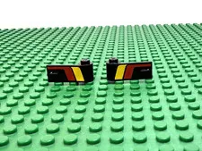 1988 LEGO Black Door 1x3x1 Left & Right w/Red Yellow Stripes 6675 6357#3822p03
