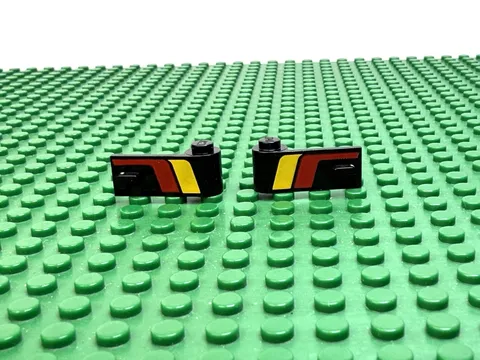 1988 LEGO Black Door 1x3x1 Left & Right w/Red Yellow Stripes 6675 6357#3822p03