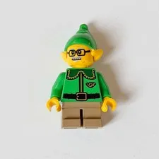 LEGO Minifigure Holiday Santa's Helper Elf Dark Green Collar Mini Figure Minifig
