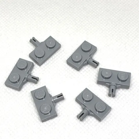 LEGO Parts - Light Bluish Gray Plate, Modified 1 x 2 w/Wheel Holder 21445  QTY 6