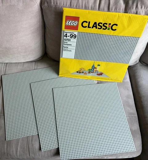LEGO 10701 Gray Baseplate Lot of 4 XL 48x48 Stud Retired 1 NEW 3 USED MOC Town