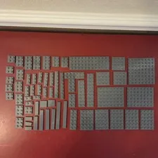 LEGO Dark Gray Lot Of 62 Plates Flats Finishing Bricks Mixed Sizes 