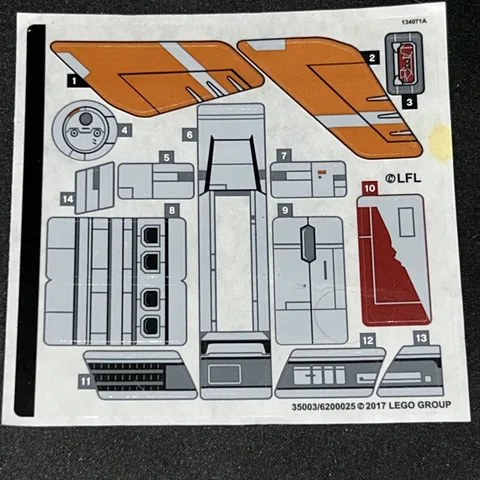 Lego New Sticker Sheet Star Wars Resistance Transport Pod #75156