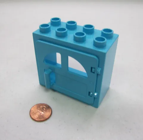 Lego Duplo Solid Azure Blue Window Pane Door Unit Building Block 2X4 Curved