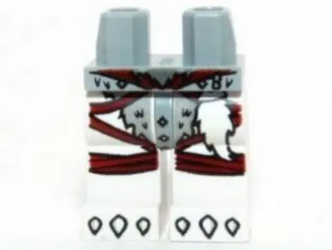 LEGO® Part 970c01pb21 - Hips and White Legs with Dark Red Straps