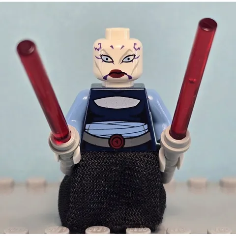 LEGO Star Wars Asajj Ventress Minifigure with Dual Red Lightsabers sw0318 skirt