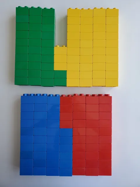 LEGO Duplo 2x2 bricks lot of 145 Red, Yellow, Blue, Green