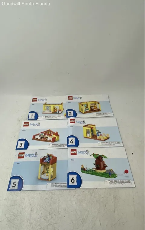 Lot Of 6 Pcs Assorted Lego Bluey Large Print Mixed Instruction Manuals Age 3+