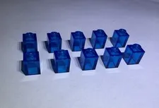 Lego Lot Of 10 1x1 Transparent Blue Trans Bricks Brick New City Part