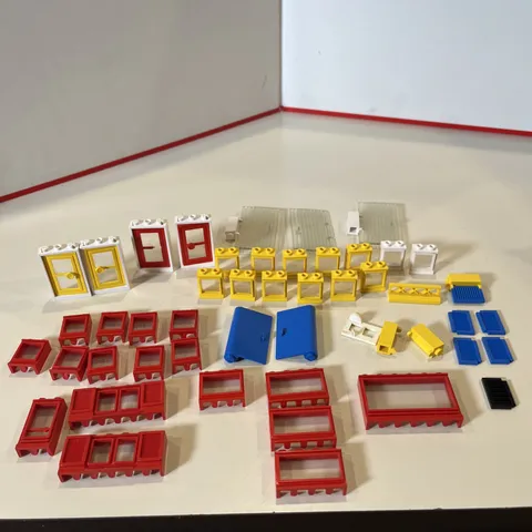 Lego Lot Door Windows Red Yellow Blue Clear Misc VTG
