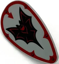 Lego New Light Bluish Gray Minifigure Shield Oval with Black Bat and Red Part