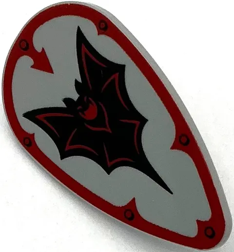 Lego New Light Bluish Gray Minifigure Shield Oval with Black Bat and Red Part