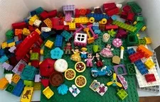 LEGO DUPLO Large Mixed Lot Base, Blocks, Vehicles, Figures, And Animals