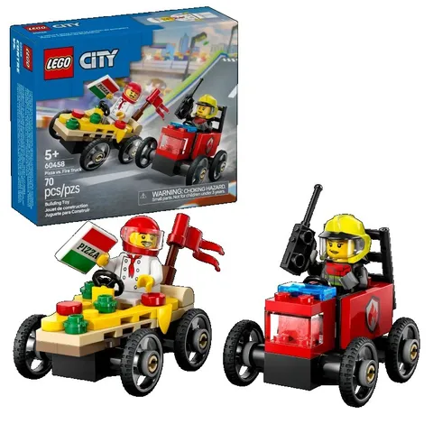 LEGO City 60458 Pizza vs Fire Truck Race, Chef & Firefighter Minis, Gift 5+