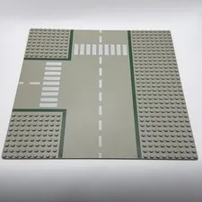Lego Old Light Gray Baseplate Road 32 x 32 9-Stud T Intersection