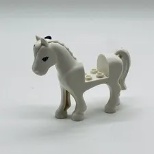 Lego White Horse, Friends Style with 2 x 2 Cutout with Bright Light Blue Eyes