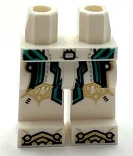 Lego New White Pants Legs w/ Armor Dark Turquoise Black Trim Minifigure