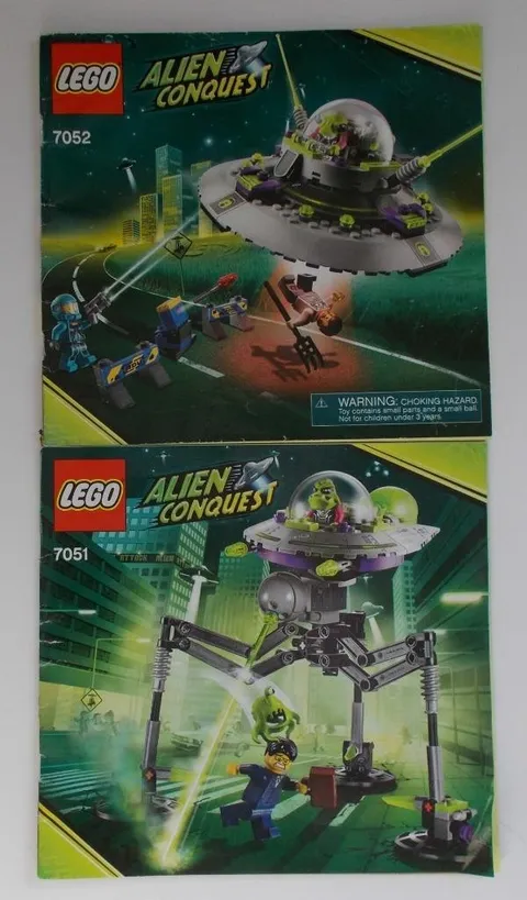 2 Lego Alien Conquest Manuals 7051 + 7052 No Legos Manuals Only