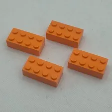Lot of 4 Genuine Orange LEGO Bricks 2x4 Standard Building Blocks Part 3001