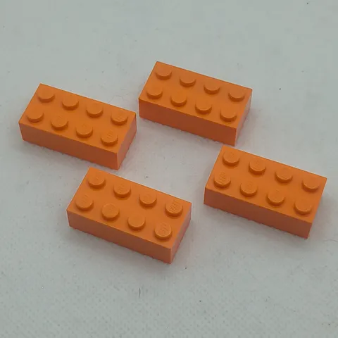 Lot of 4 Genuine Orange LEGO Bricks 2x4 Standard Building Blocks Part 3001