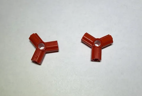 Lego Lot Of 2 Bright Red Technic 3 Branch Crosshooe W Hole New City