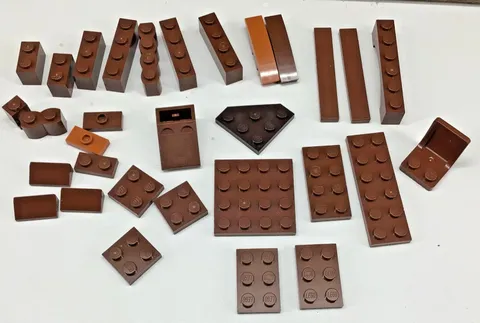 LEGO Lot of 31 Dark Reddish Brown Bricks Plates Loose Parts Pieces