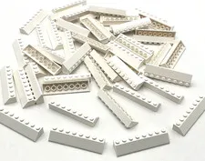 Lego 50 New White Slope 45 2 x 8 Sloped Pieces House City Parts