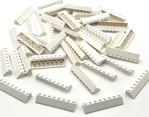 Lego 50 New White Slope 45 2 x 8 Sloped Pieces House City Parts