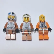 Lego Lot Of Three X-wing Pilots Star Wars Authentic 