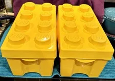 Lot Of 2 LEGO Storage Brick Case 8 Stud Container Plastic Bin Box EMPTY 14"