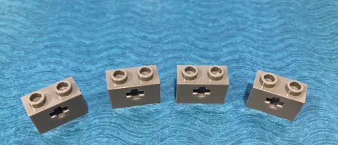 LEGO PART 32064 TECHNIC 1X2 BRICK 2 STUDS CENTER CROSS AXLE HOLE 4 PCS (L GRAY)