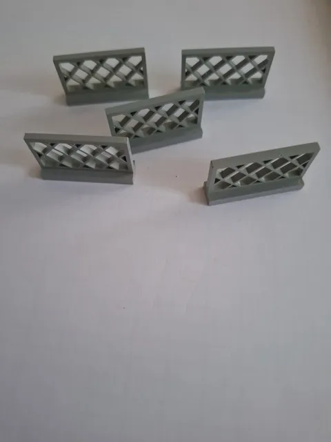 No 326 5x Lego Fence Grille 3185 1x4x2 Light Grey