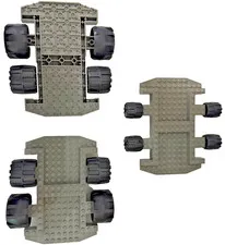 LEGO Three Large Grey Vehicle Base Chassis, 2 with large wheels, 1 with med.Lot