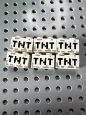 LEGO 3004pb122 White 1x2 TNT Pixel Pattern Bricks Minecraft 6 pieces
