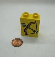 Lego Duplo INDIAN BOW & ARROW Specialty PRINTED BLOCK Native American Part