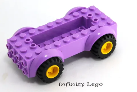 LEGO Lavender Vehicle Base 5x10x2.5 Mudguard & Car Wheels Yellow Rims (11650)