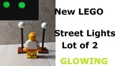 New LEGO Street Light Lamppost Lamp Road Sign Bulb Ball GLOWING glow in the Dark
