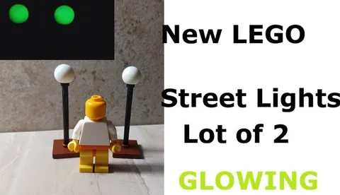 New LEGO Street Light Lamppost Lamp Road Sign Bulb Ball GLOWING glow in the Dark