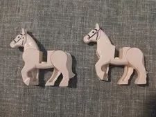 LEGO Castle White Horse Pair Lot 2 Cavalry Knight Mounts Genuine LEGO