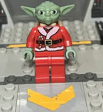 lego star wars yoda minifigure red santa outfit tan backpack plastic