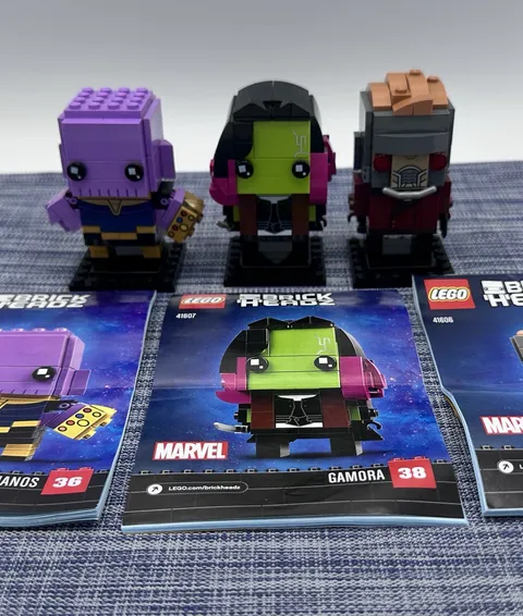 LEGO BrickHeadz Lot Star‑Lord 41606 Thanos 41605 Gamora 41607 w/ Manual Retired
