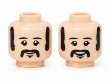 LEGO Minifigure, Head Dual Sided Black Eyebrows, Sideburns, Moustache Ringo