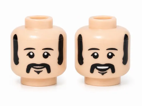 LEGO Minifigure, Head Dual Sided Black Eyebrows, Sideburns, Moustache Ringo