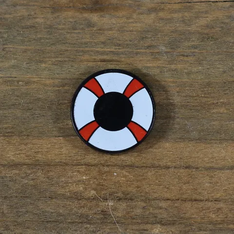 LEGO Black Tile Round 2 x 2 Red and White Life Preserver, Curved Bands 4150px34